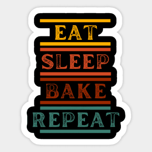 Eat Sleep Bake Repeat Retro Vintage Funny Baking Sticker